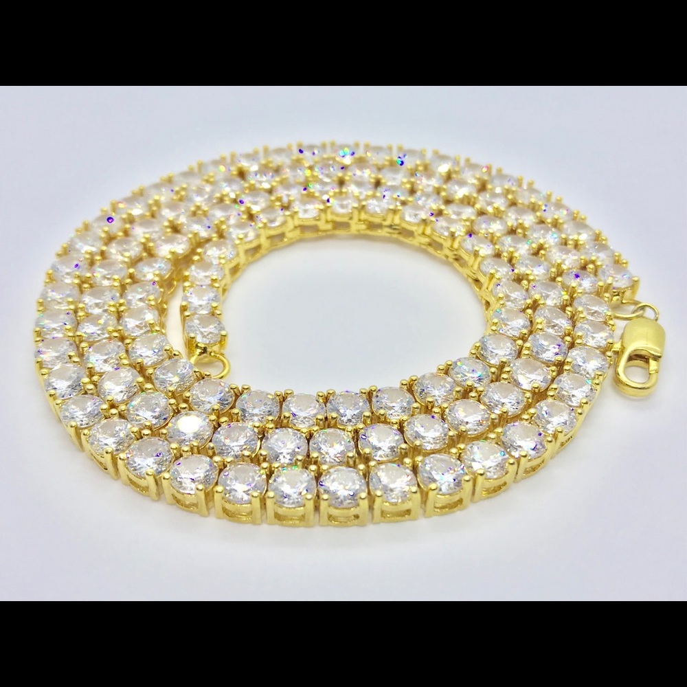NEW 14k Gold 24” Diamond Tennis Necklace ICED OUT